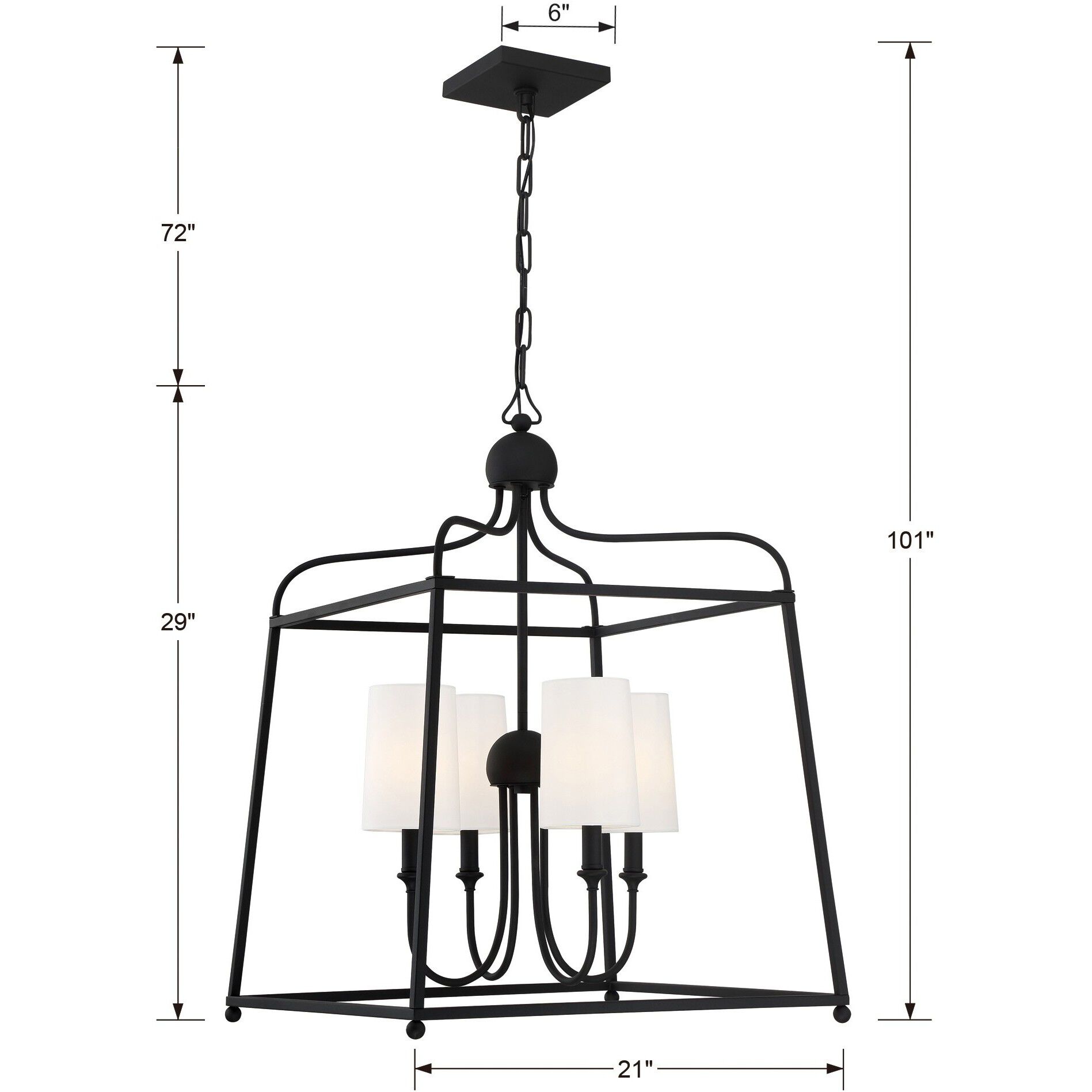 Sylvan 4 Light 21.5 inch Black Forged Chandelier Ceiling Light