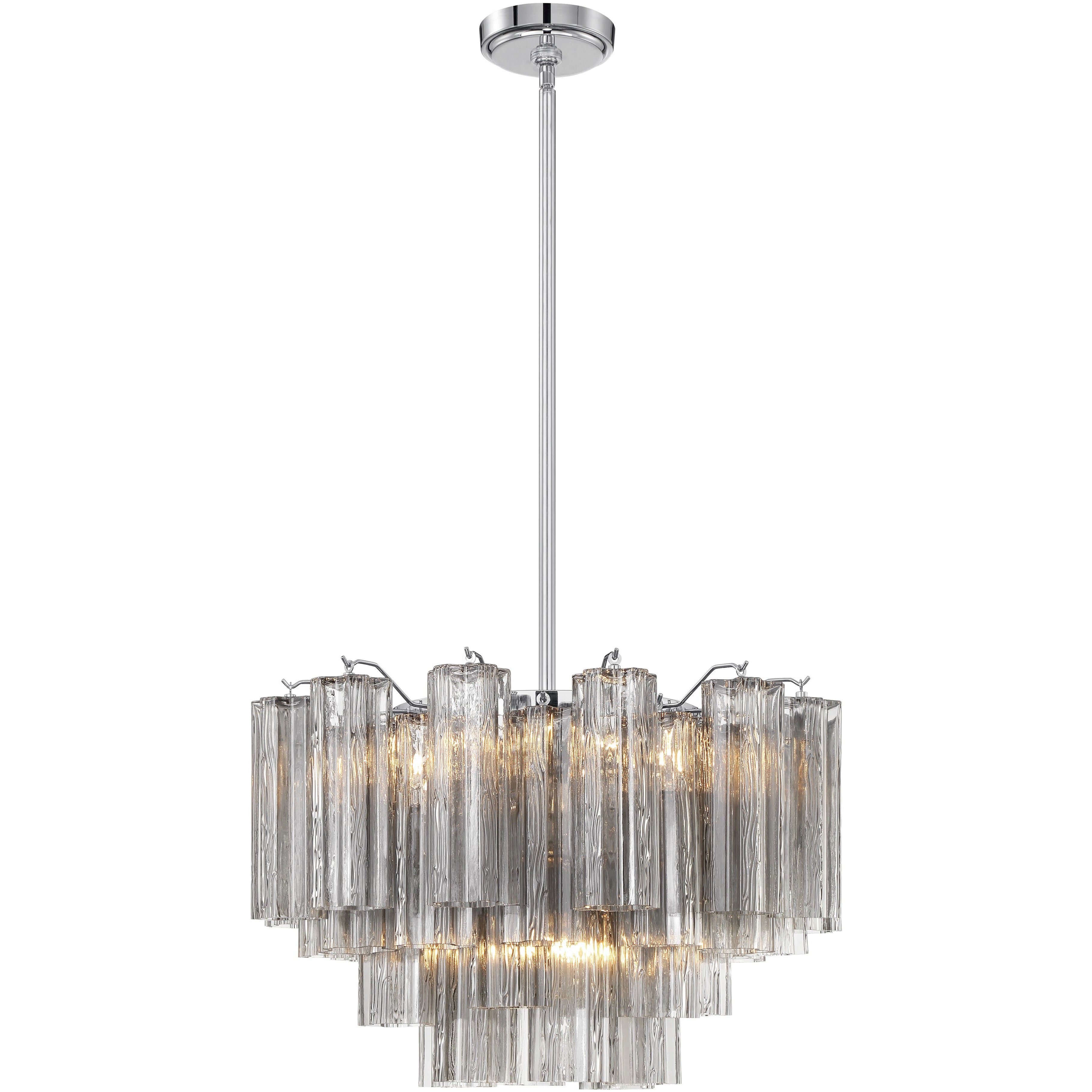 Addis 9 Light 22 inch Polished Chrome Chandelier Ceiling Light in Tronchi Glass Smoke