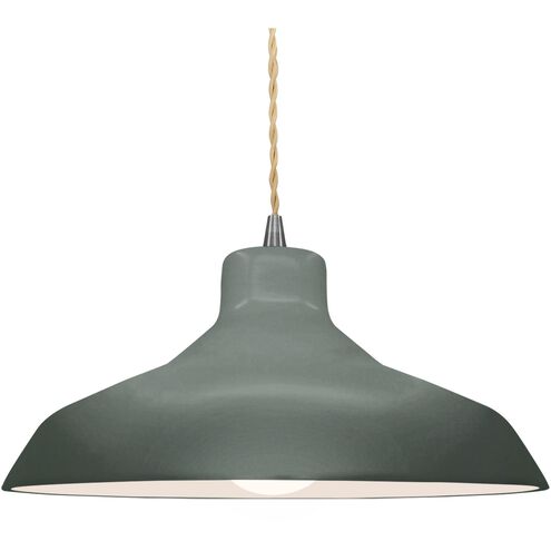 Radiance LED 15.5 inch Pewter Green and Brushed Nickel Pendant Ceiling Light