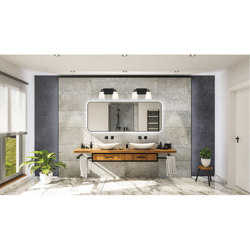 Contemporary 2 Light 14.5 inch Matte Black Bathroom Vanity Light Wall Light