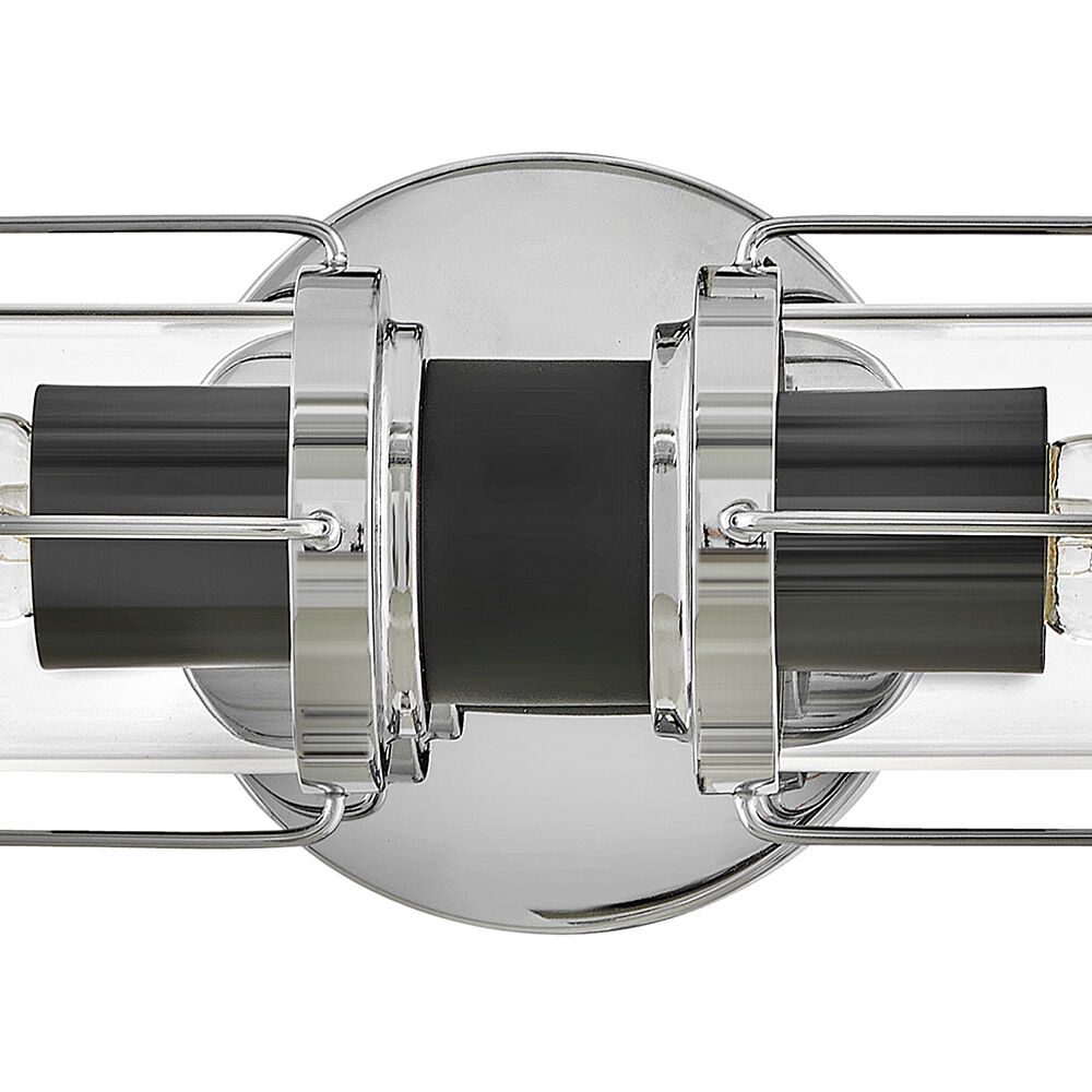 Masthead 2 Light 24 inch Chrome with Black Vanity Light Wall Light