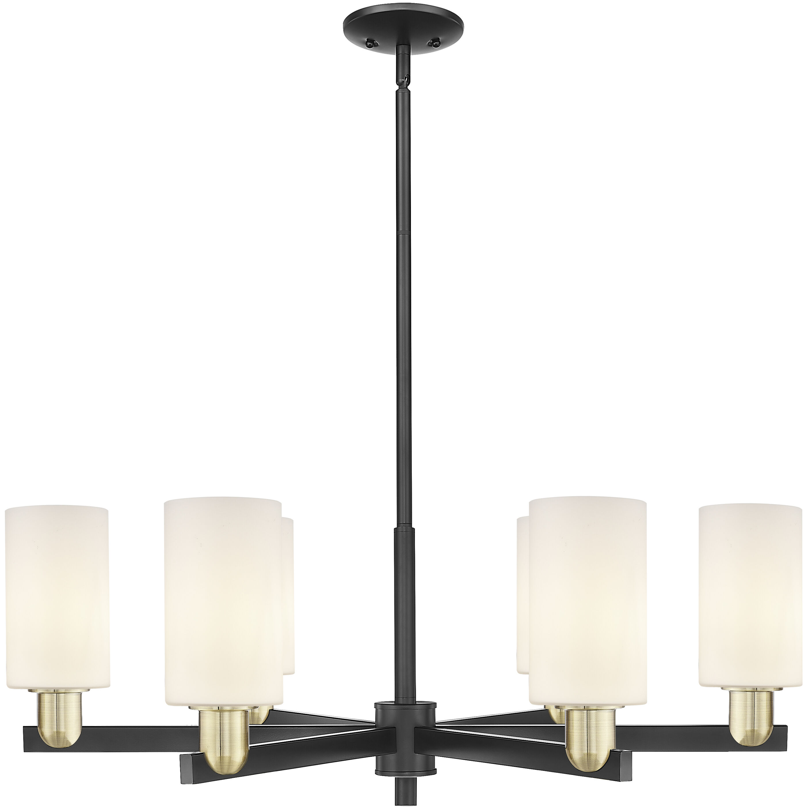 Arcadia Clymer 6 Light 33.63 inch Black Antique Brass Chandelier Ceiling Light in Matte White