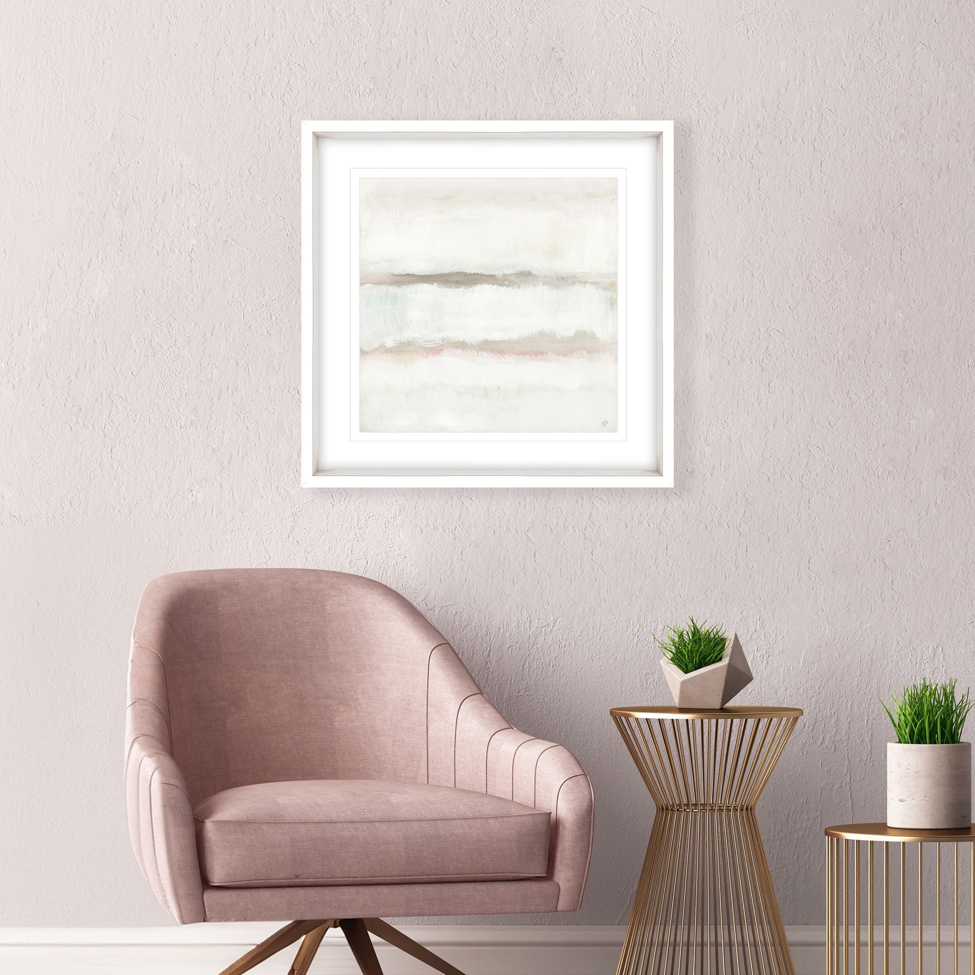 Restful Landscape Gray and Pink and Purple Framed Art