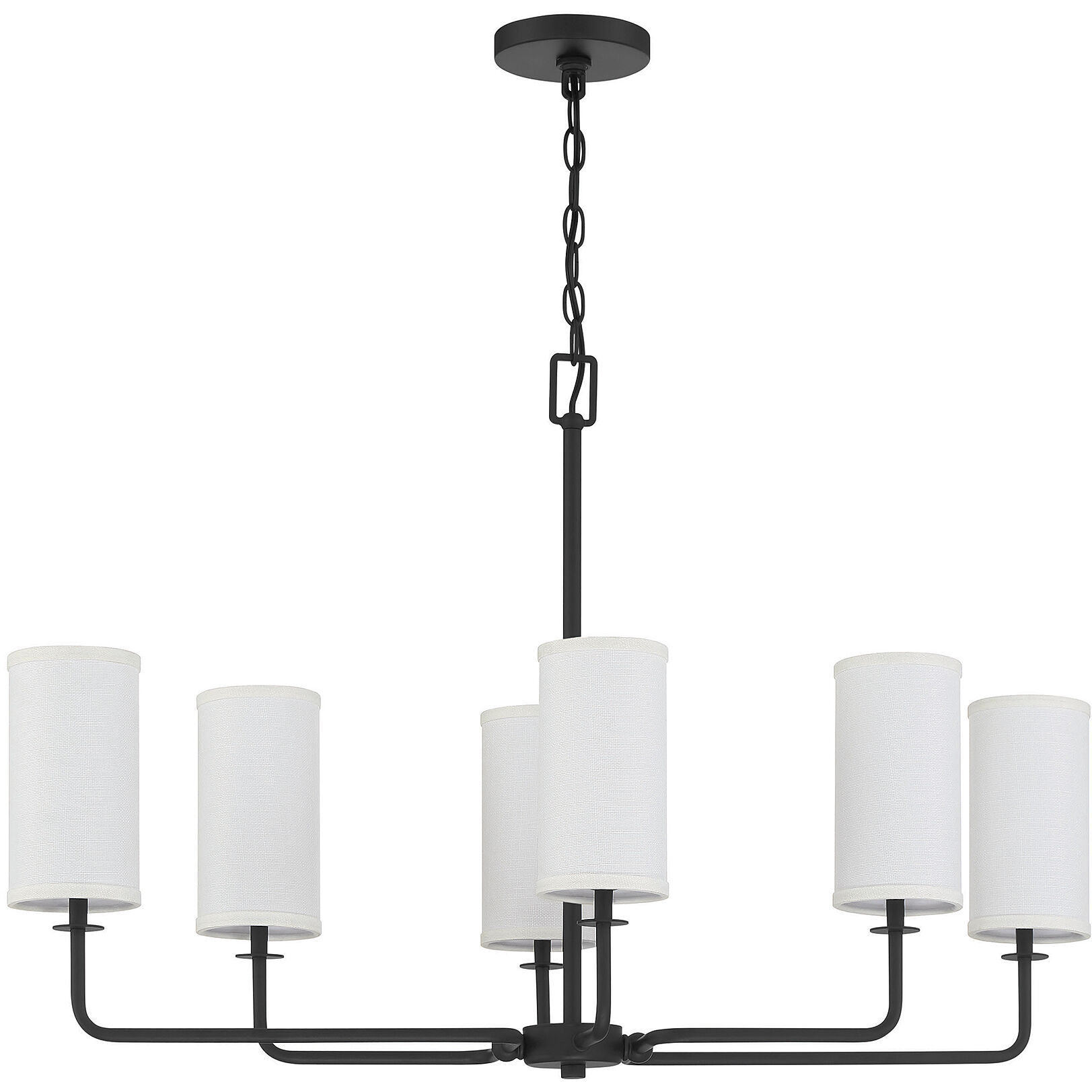 Powell 6 Light 35 inch Matte Black Linear Chandelier Ceiling Light, Essentials