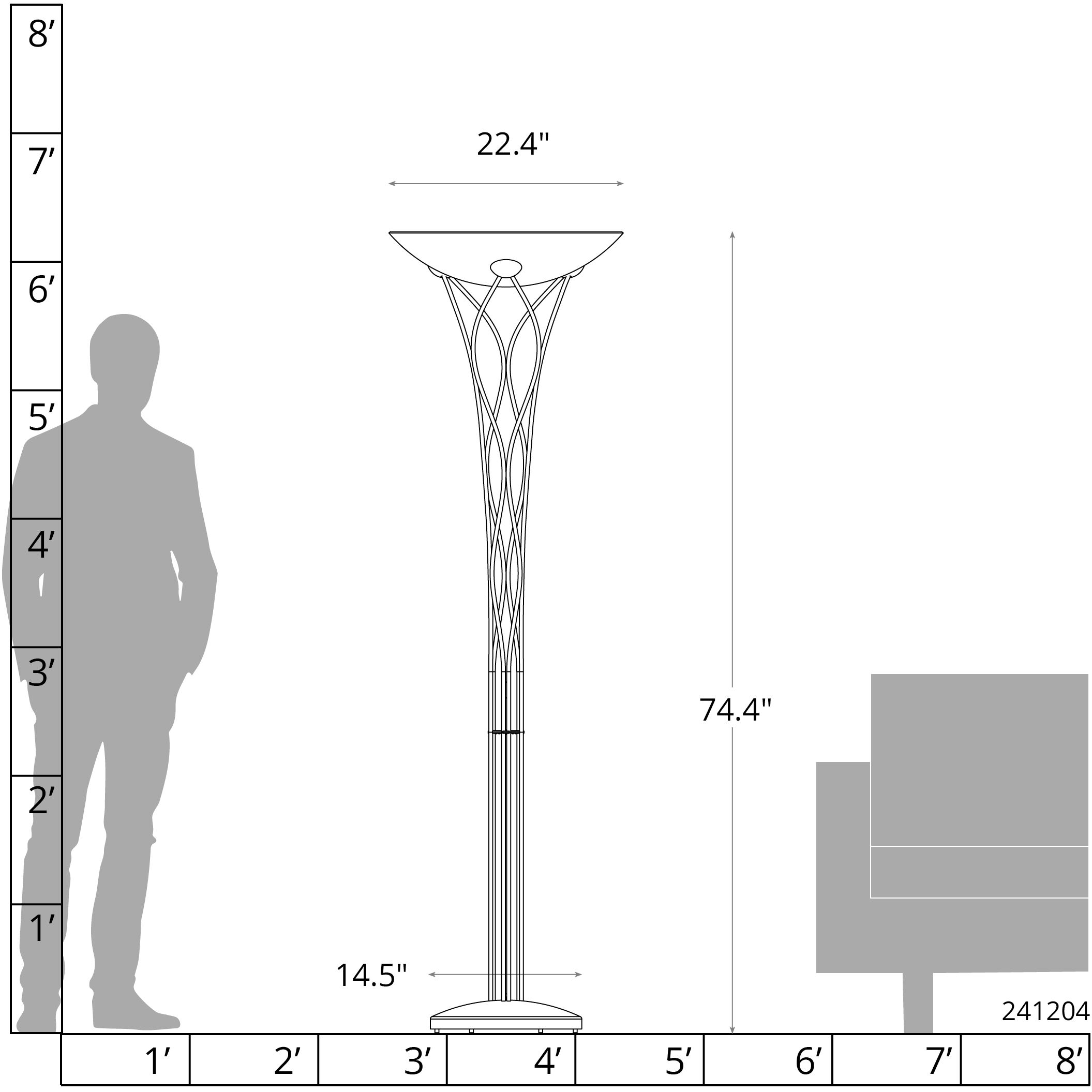 Lattice 74.4 inch 75.00 watt Natural Iron Torchiere Portable Light