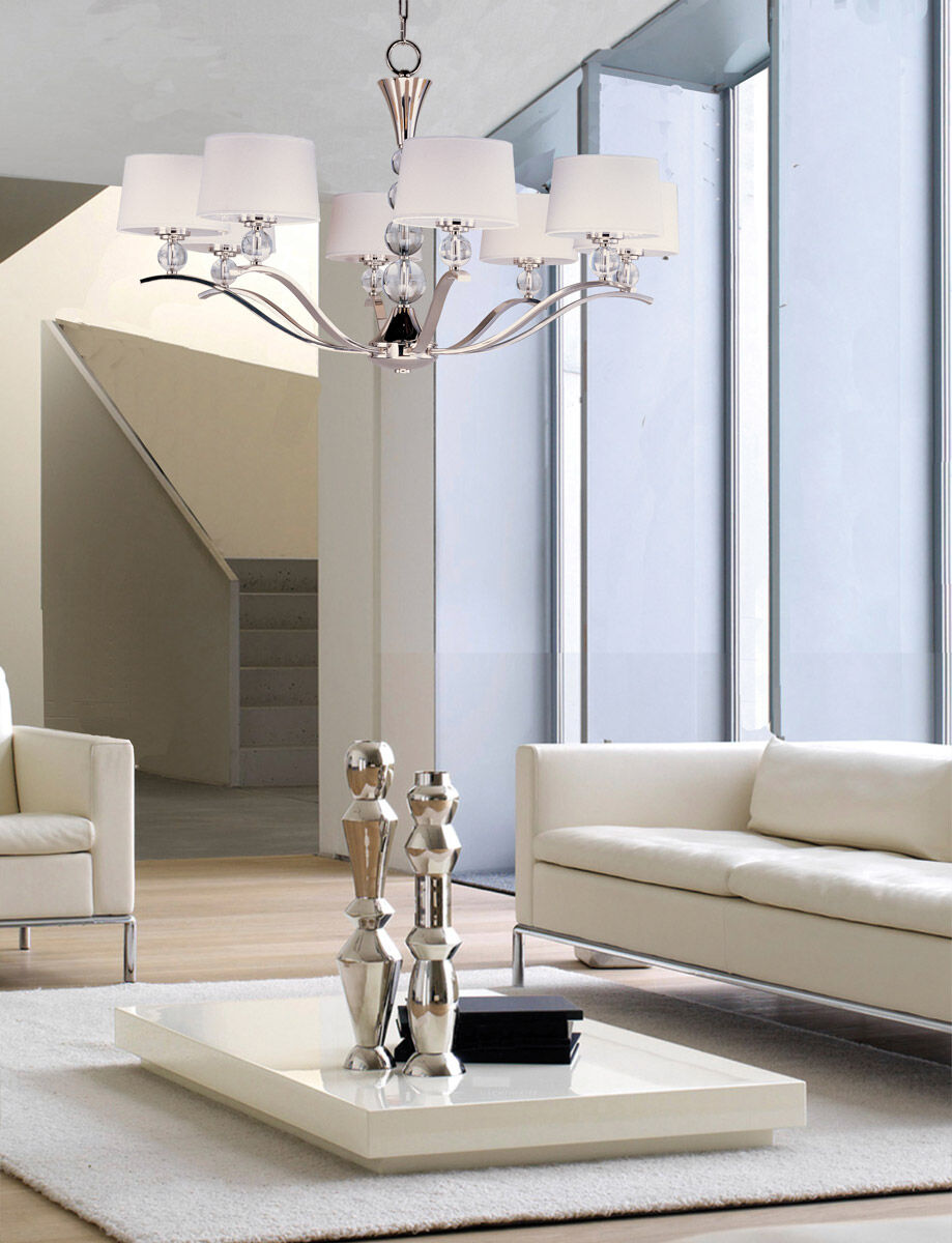 Rondo 8 Light 38.75 inch Polished Nickel Multi-Tier Chandelier Ceiling Light