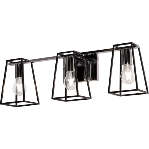 Lynn 3 Light 24 inch Black and Chrome Vanity Light Wall Light