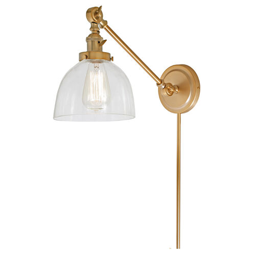 Soho Madison 23 inch 100 watt Satin Brass Swing Arm Wall Sconce Wall Light in Clear Glass, 5, Rubbed Brass, Double Swivel