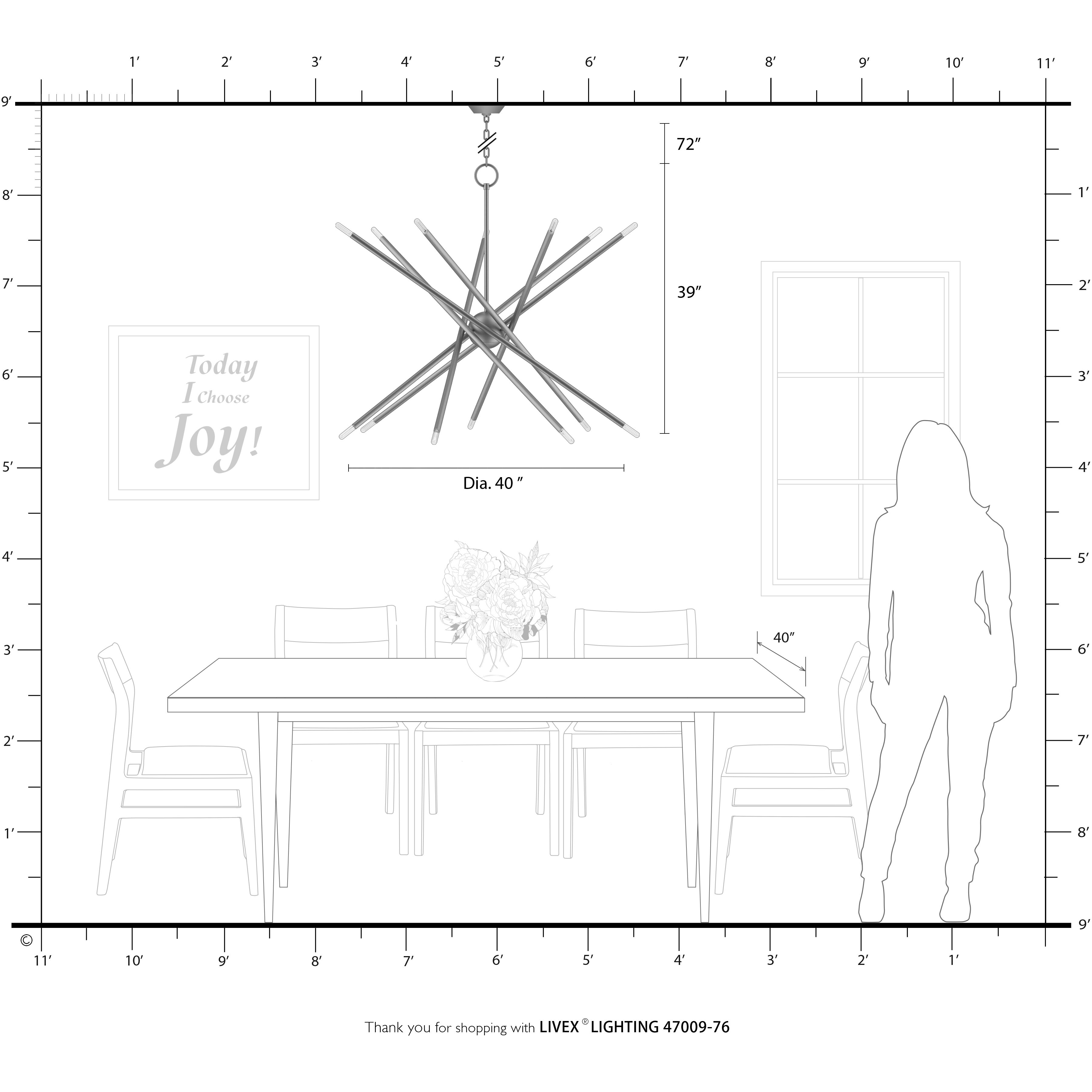 Soho 14 Light 40 inch Scandinavian Gray with Brushed Nickel Accents Foyer Chandelier Ceiling Light