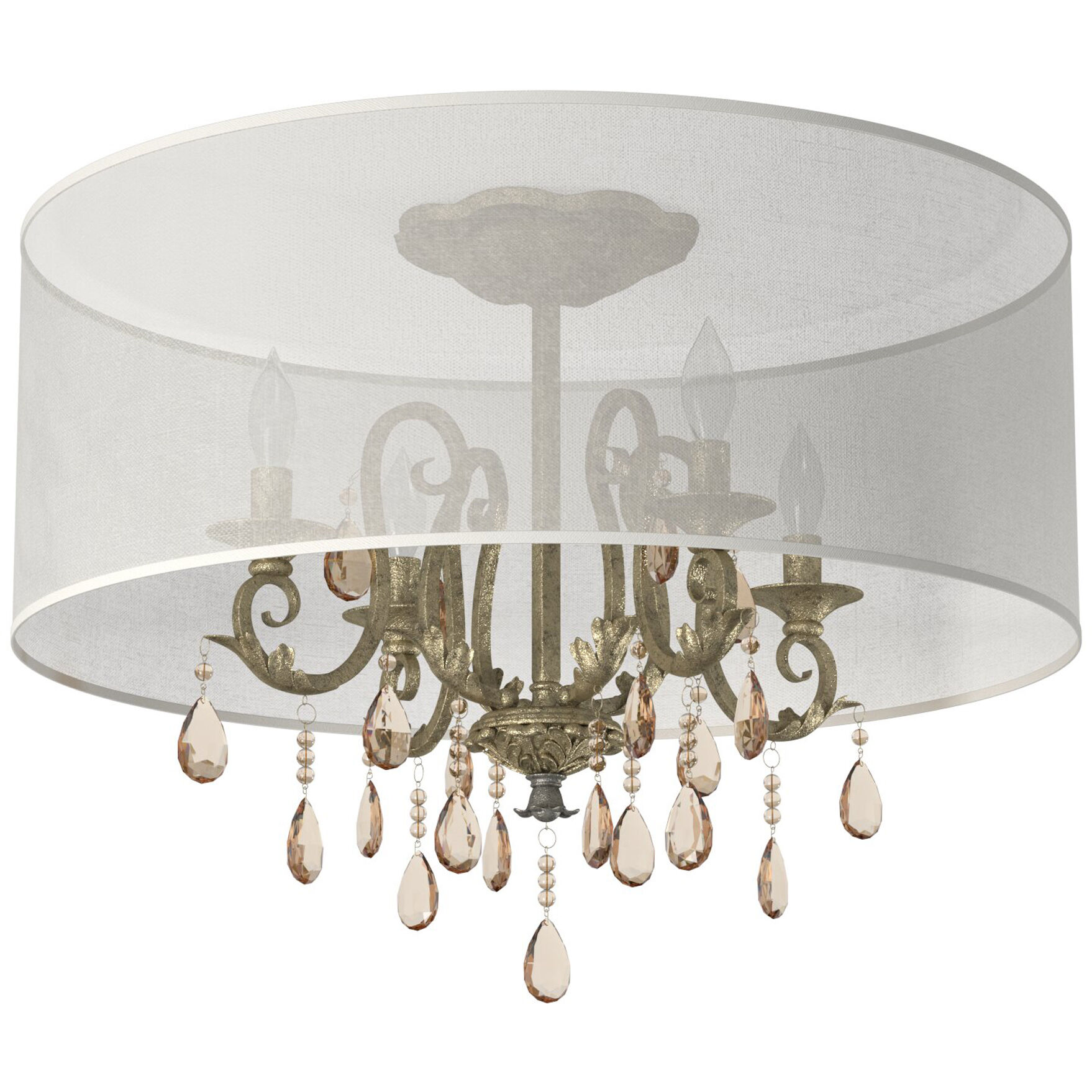 Carlton 4 Light 24 inch Silver Leaf Indoor Semi-Flush Mount Ceiling Light