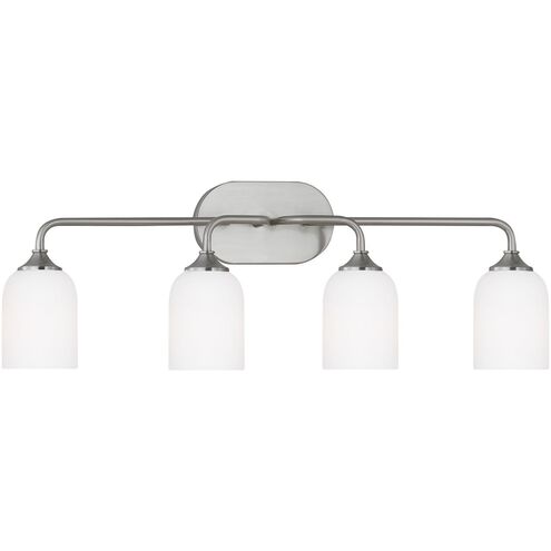 Emile 4 Light 31 inch Brushed Steel Wall Bath Fixture Wall Light