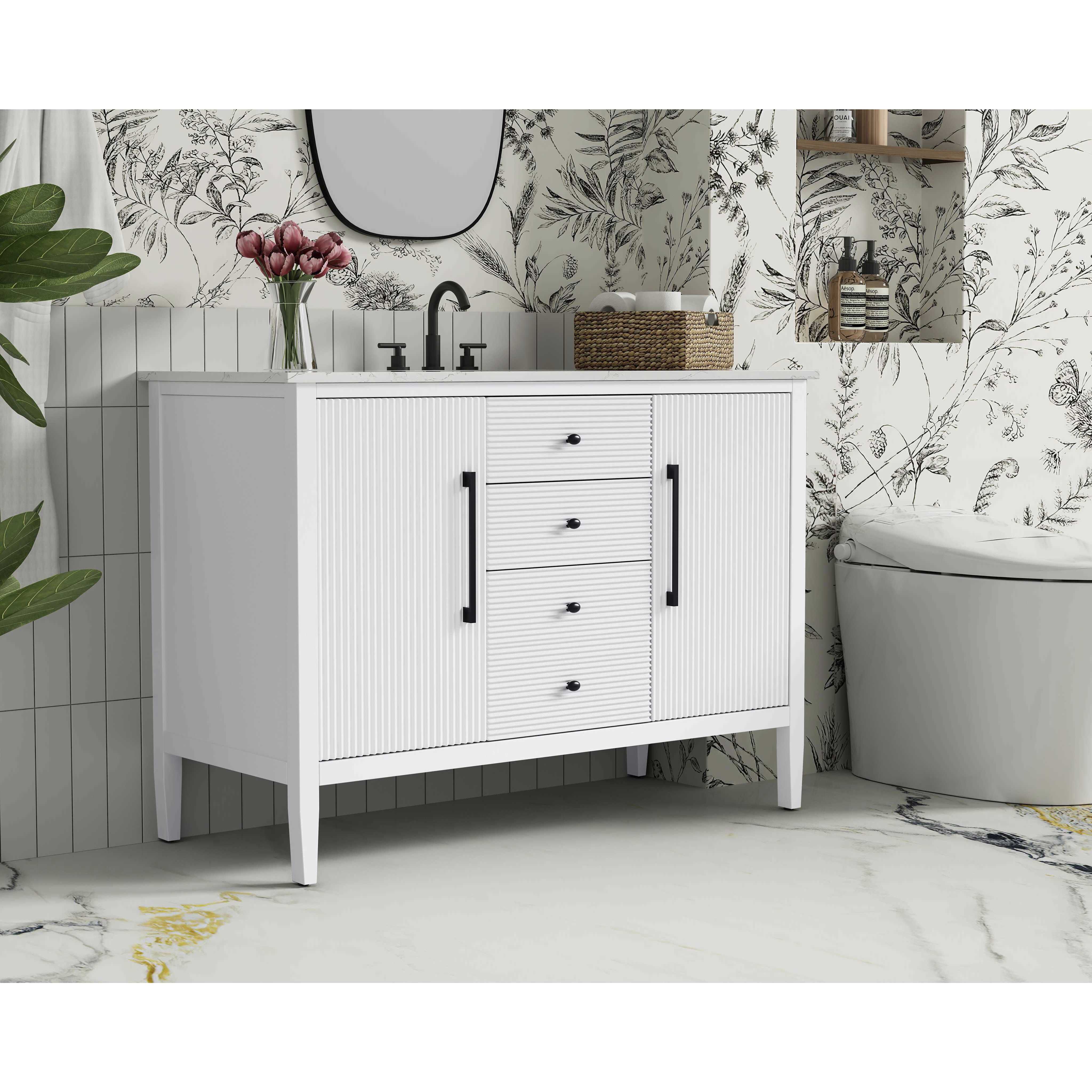 Blakely 48 X 34 inch White Bathroom Vanity Cabinet