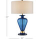 Aladdin 32 inch 150 watt Clear Blue and Antique Brass Table Lamp Portable Light