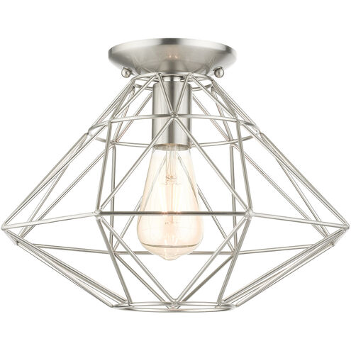 Geometric 1 Light 14 inch Brushed Nickel Flush Mount Ceiling Light