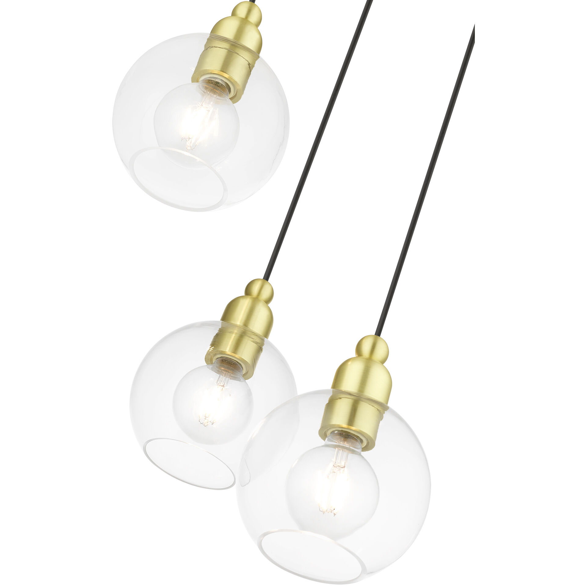 Downtown 3 Light 16 inch Satin Brass Multi Pendant Ceiling Light, Sphere