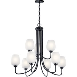 Valserrano 9 Light 32 inch Black Chandelier 2 Tier Ceiling Light in Satin Etched Glass, 2 Tier