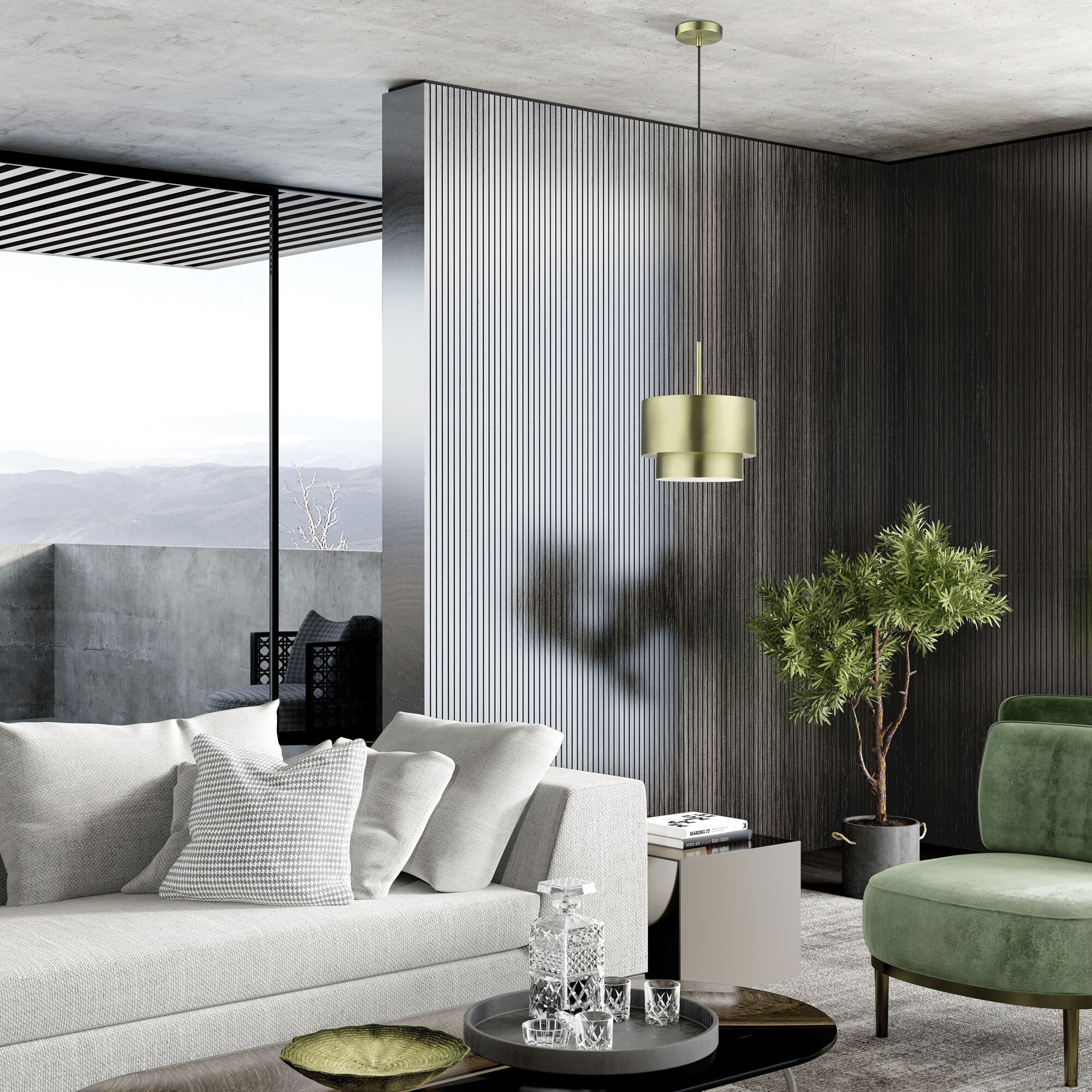 Zolana 1 Light 12 inch Antique Brass Pendant Ceiling Light