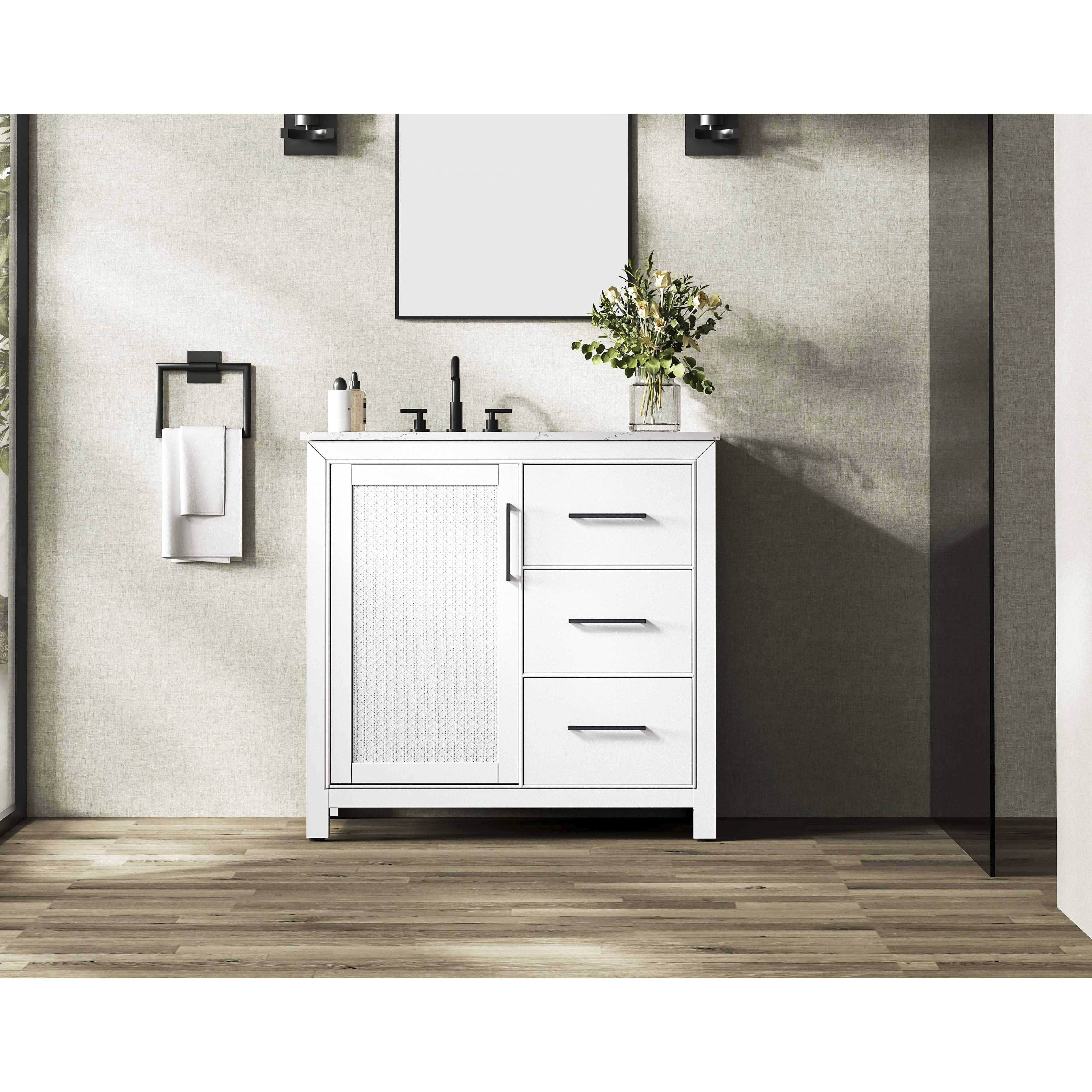 Alina 36 X 34 inch White Bathroom Vanity Cabinet