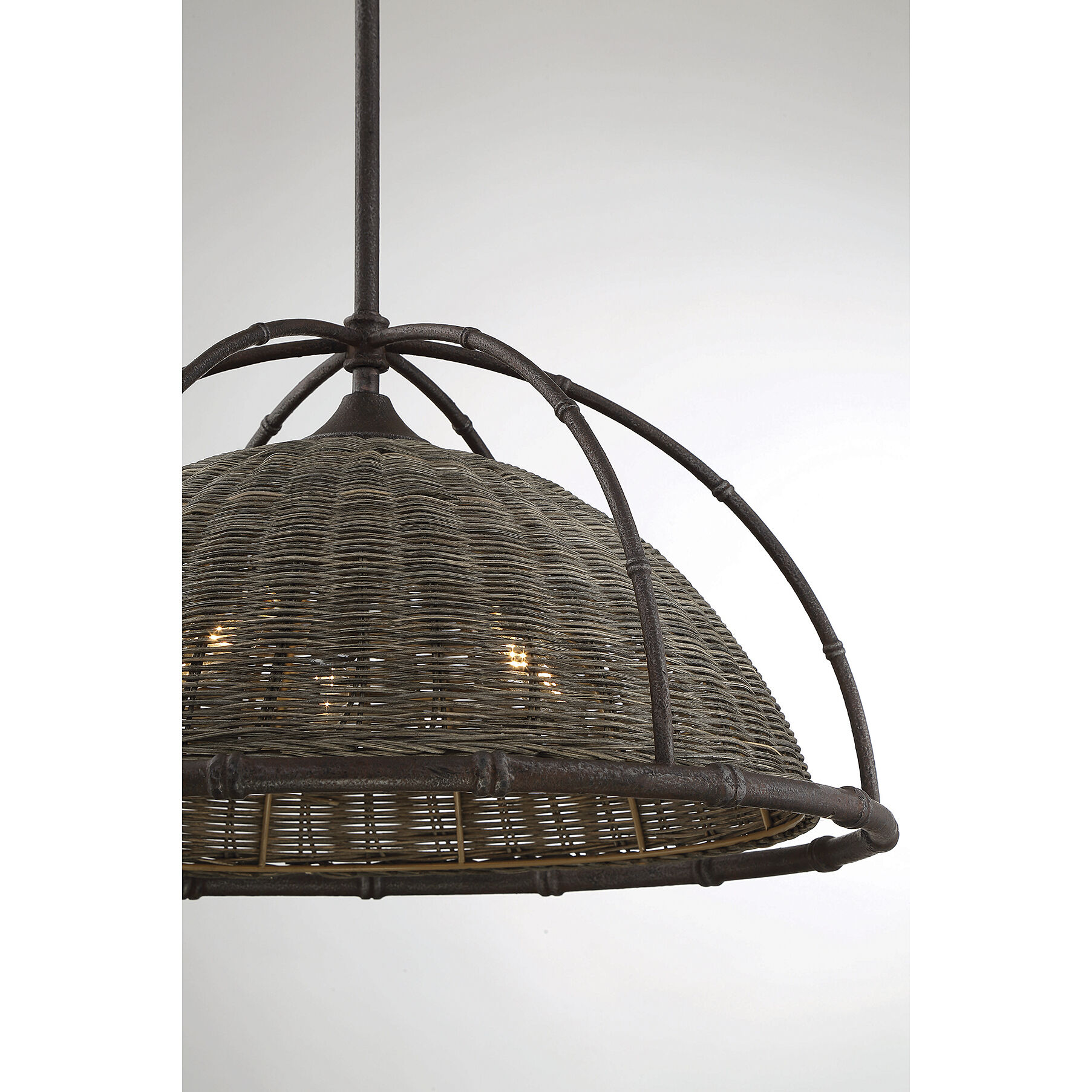 Trentino 3 Light 21.75 inch Gunsmoke with Gray Rattan Pendant Ceiling Light