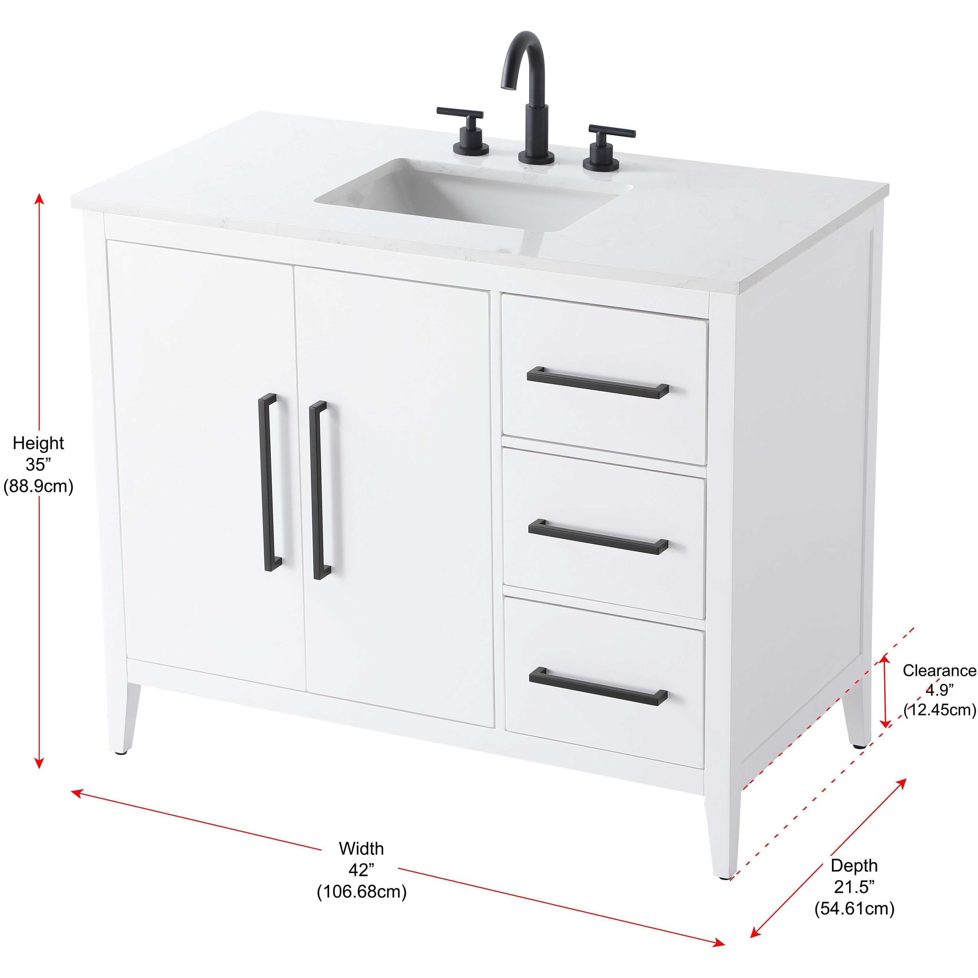 Millie 42 X 35 inch White Bathroom Vanity Cabinet