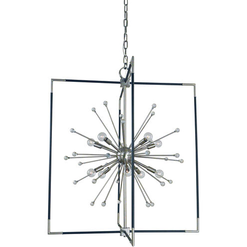 Zeta 10 Light 34 inch Brushed Nickel with Matte Black Accents Chandelier Ceiling Light
