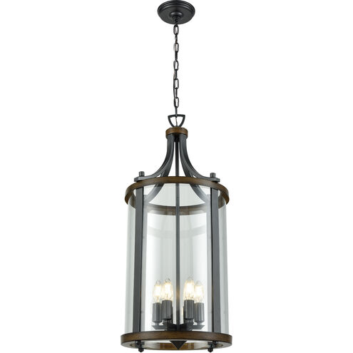 Niagara 6 Light Graphite And Ironwood On Metal Foyer Pendant Ceiling Light