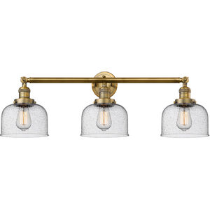 Franklin Restoration Large Bell LED 32 inch Brushed Brass Bath Vanity Light Wall Light in Seedy Glass, Franklin Restoration