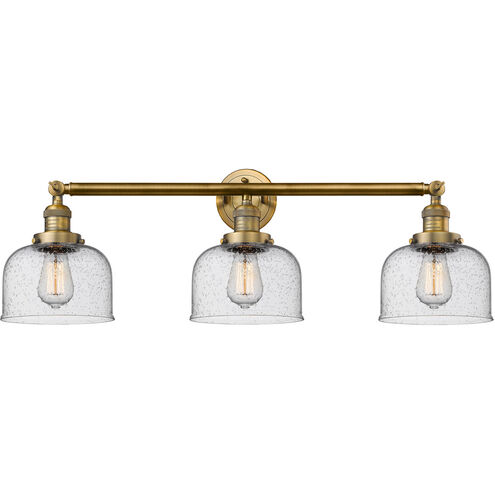Franklin Restoration Large Bell LED 32 inch Brushed Brass Bath Vanity Light Wall Light in Seedy Glass, Franklin Restoration