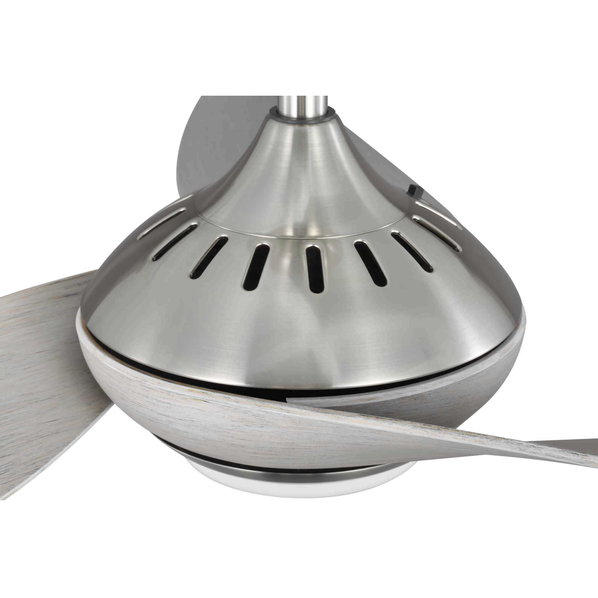 Conte 52 inch Brushed Nickel with Grey Weathered Wood Blades Outdoor Ceiling Fan