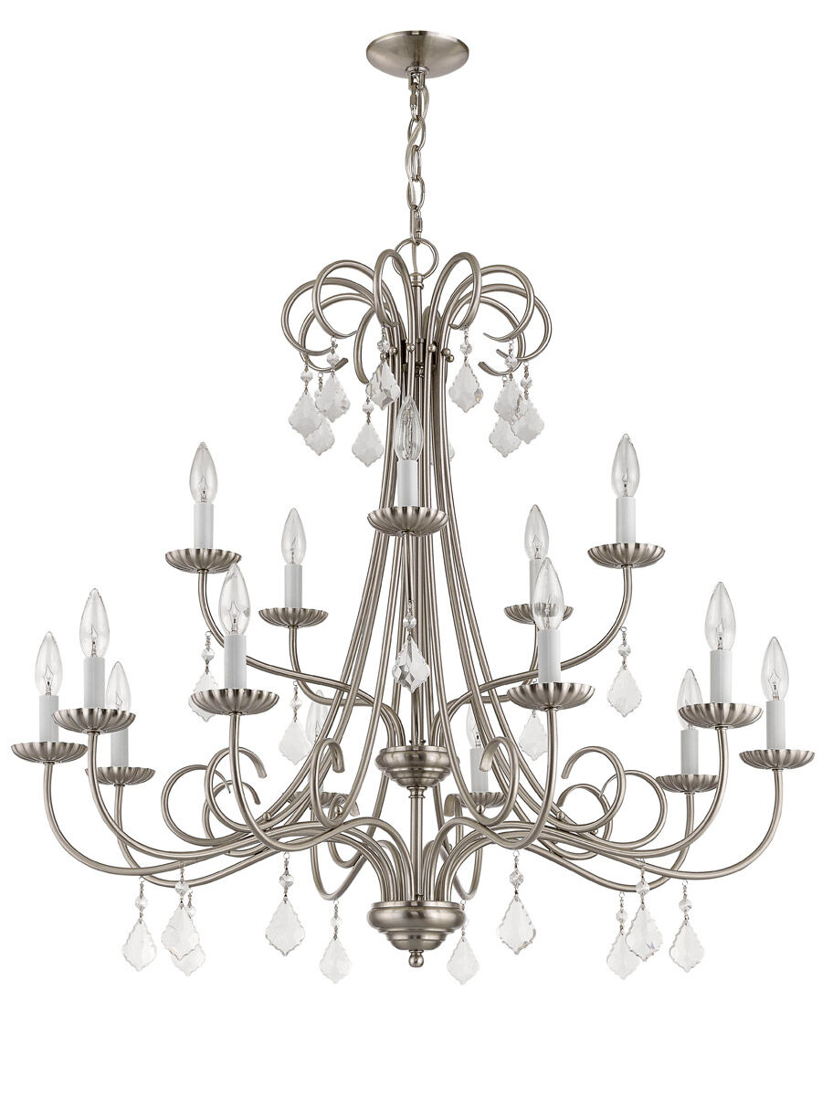 Daphne 15 Light 36 inch Brushed Nickel Foyer Chandelier Ceiling Light