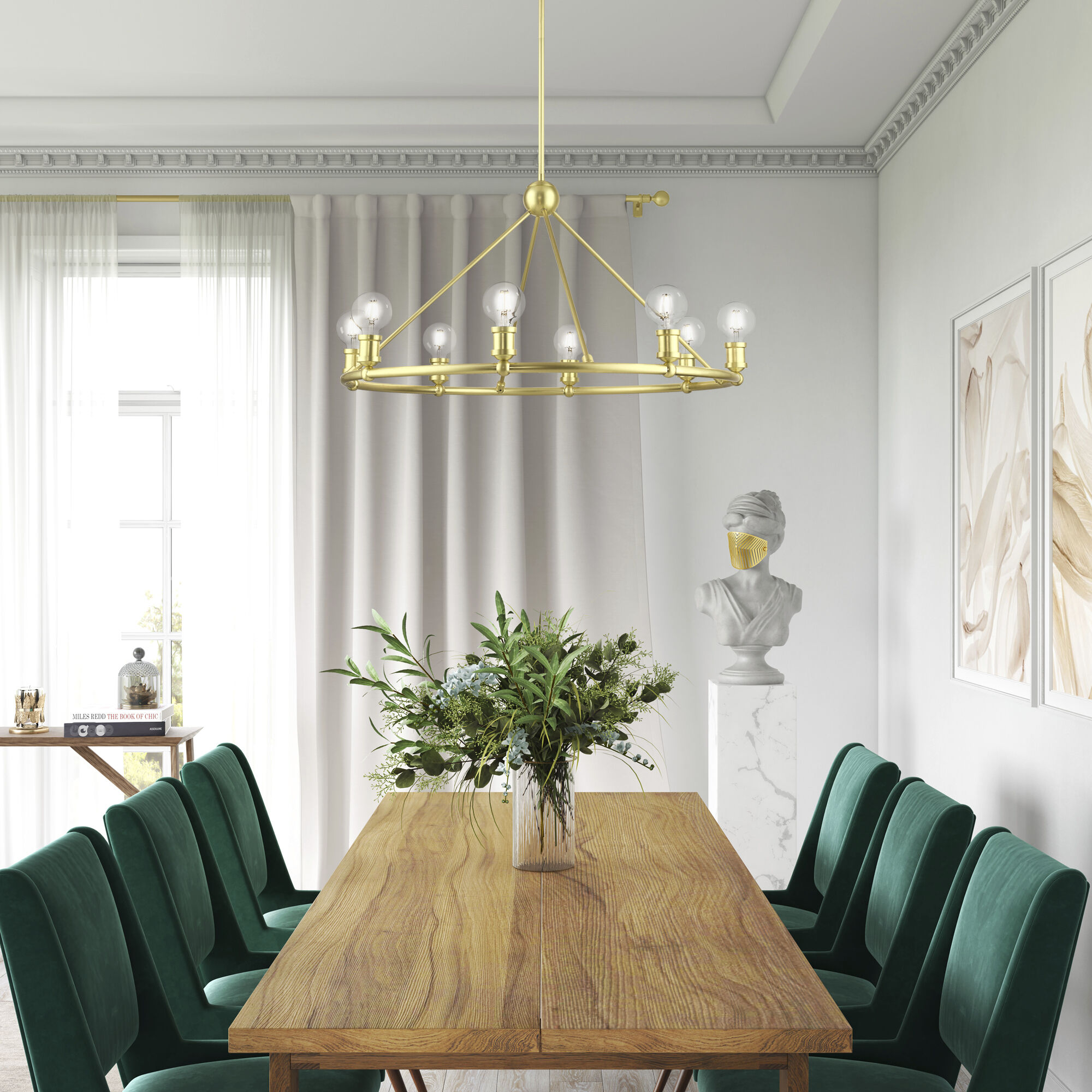 Lansdale 8 Light 34 inch Satin Brass Chandelier Ceiling Light