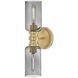 Naomi 2 Light 5.75 inch Lacquered Brass Bath Light Wall Light in Smoked Glass