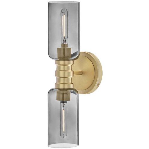 Naomi 2 Light 5.75 inch Lacquered Brass Bath Light Wall Light in Smoked Glass