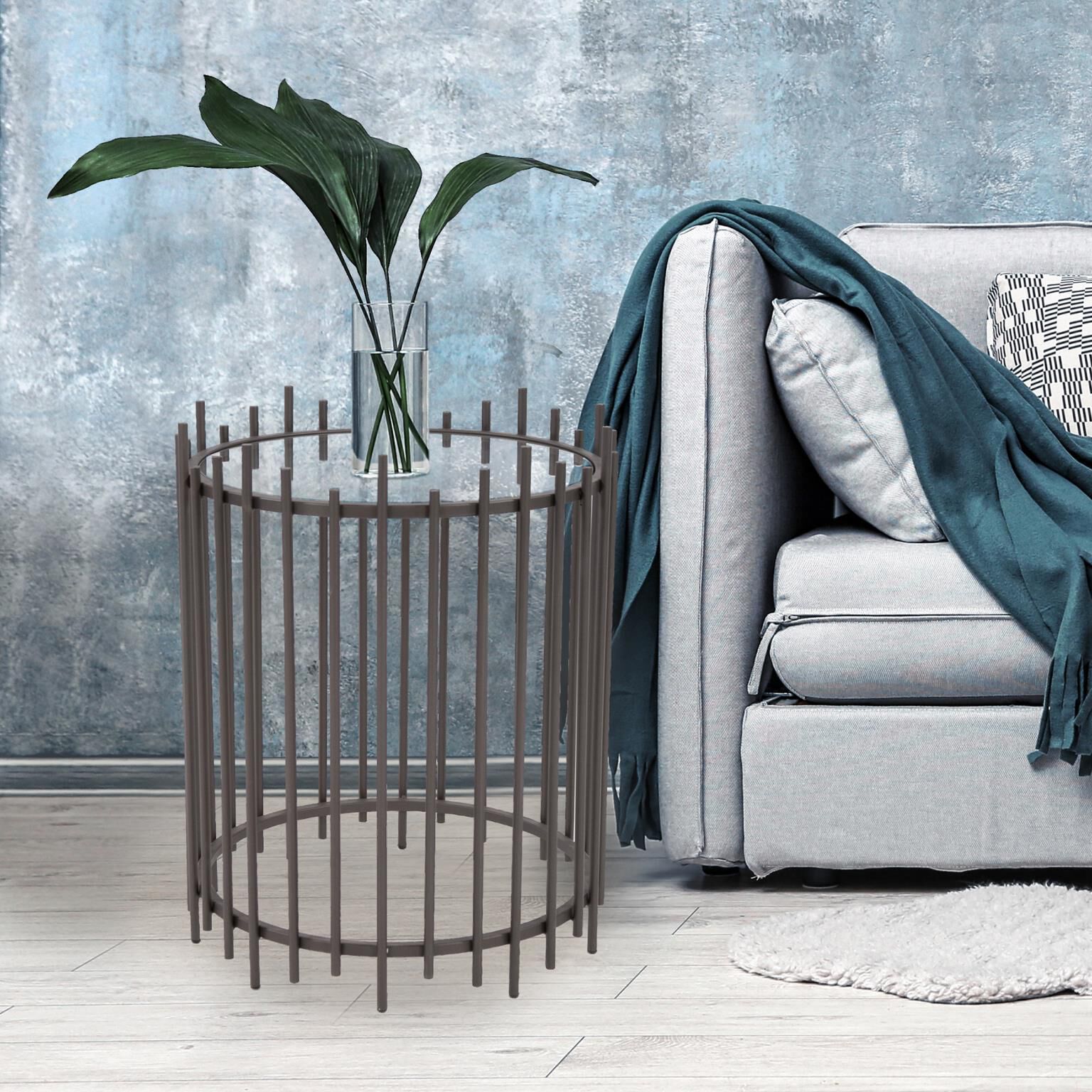 Iron Rod 22.25 X 17.75 inch Graphite Side Table