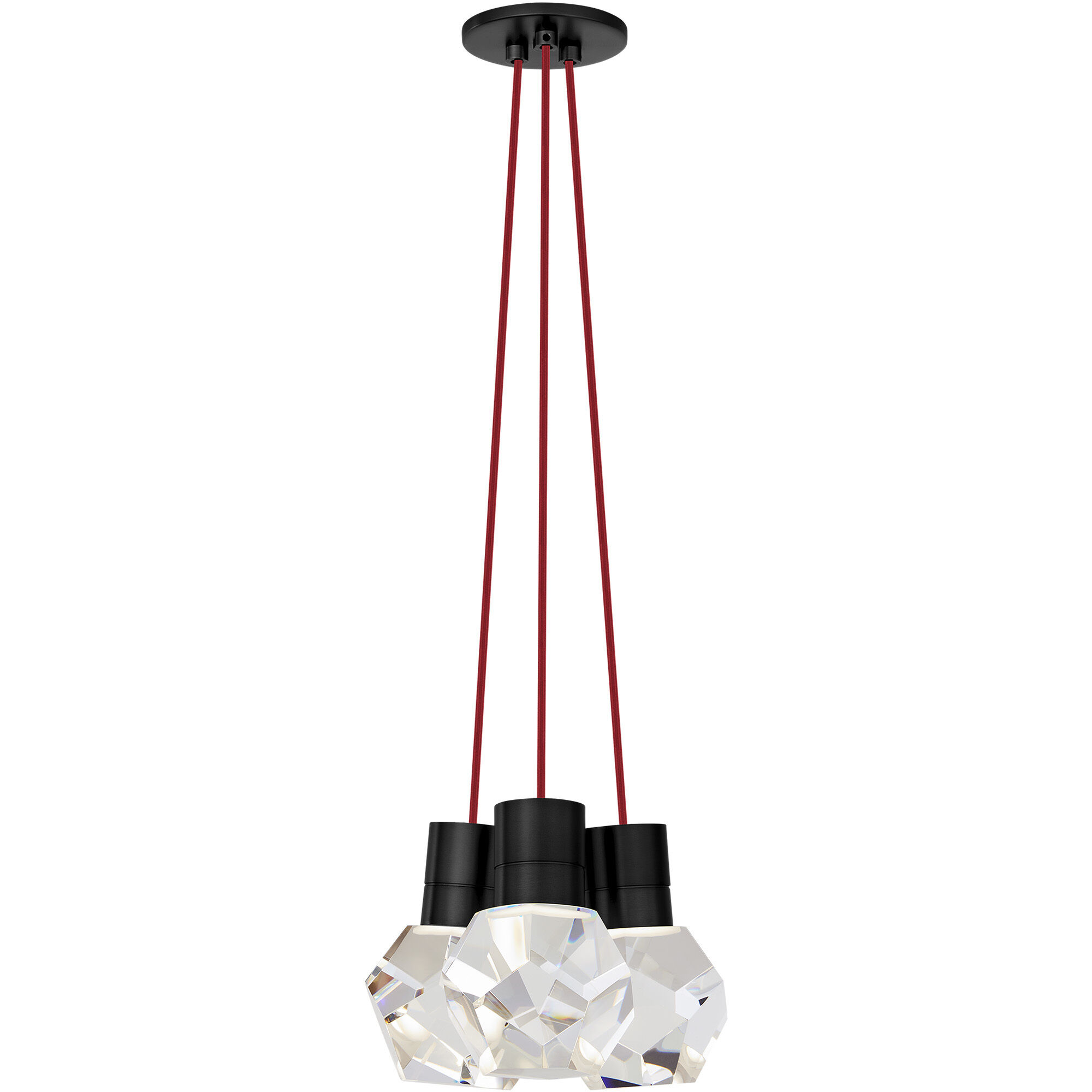 Sean Lavin Kira LED Black Pendant Ceiling Light in Red Cord, LED 90 CRI 3000K, Integrated LED