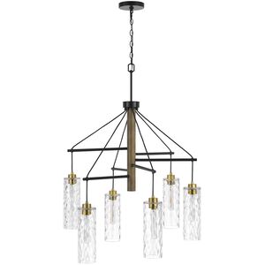 Williston 6 Light 32 inch Antiwue Brass and Wood Chandelier Ceiling Light