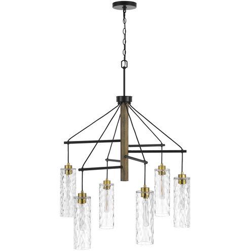 Williston 6 Light 32 inch Antiwue Brass and Wood Chandelier Ceiling Light