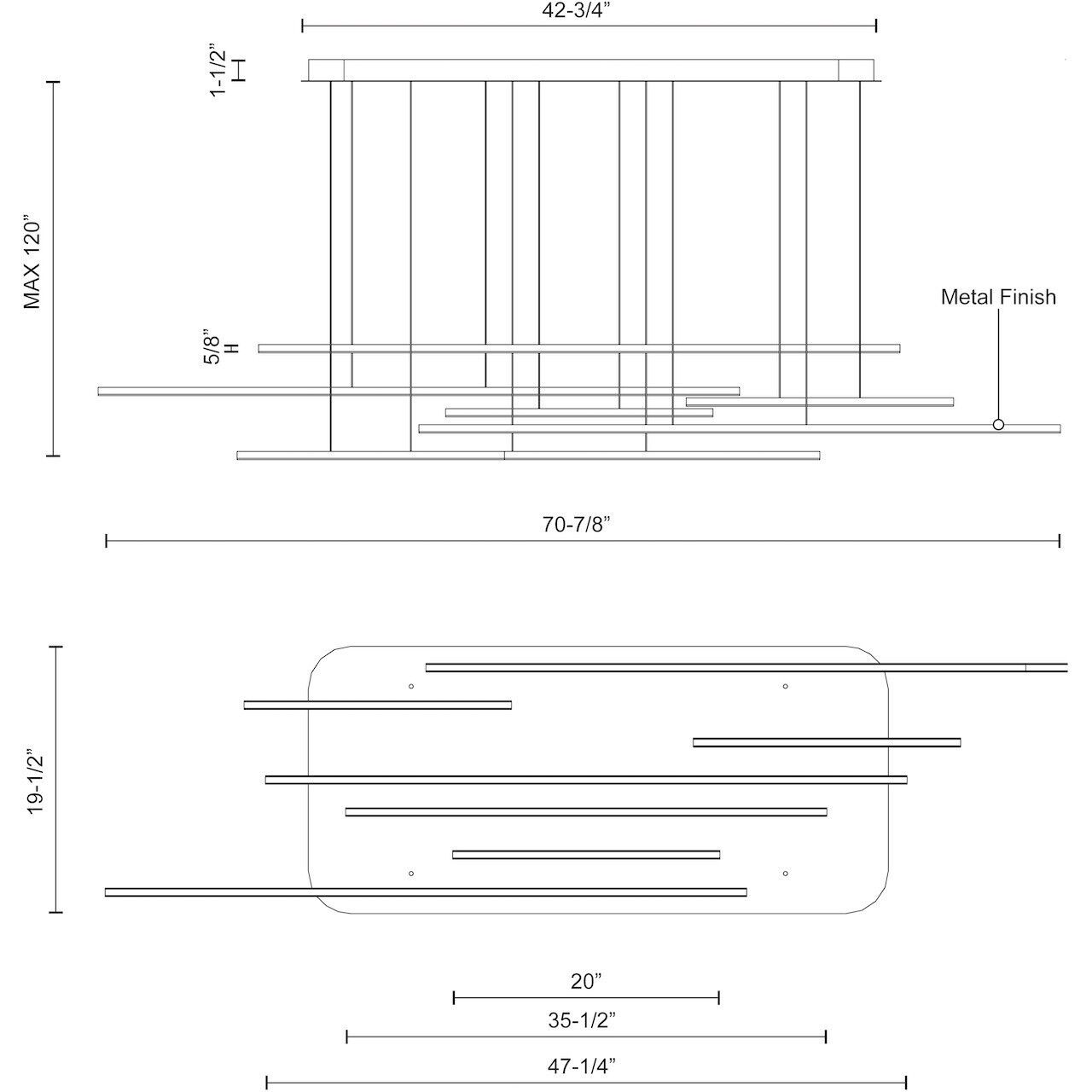 Chute Motion LED 70.88 inch White Multi-Pendant Ceiling Light