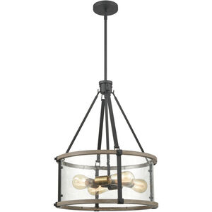 Geringer 4 Light 18 inch Charcoal with Beechwood and Burnished Brass Pendant Ceiling Light