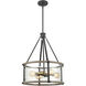 Geringer 4 Light 18 inch Charcoal with Beechwood and Burnished Brass Pendant Ceiling Light