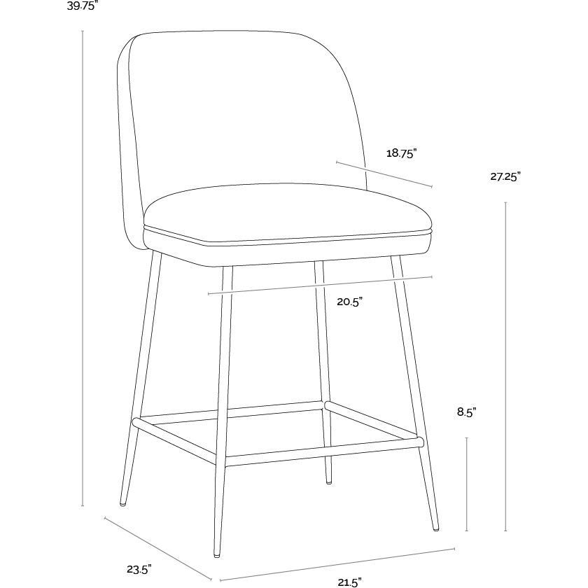 Kelty 39.75 inch Gold / Copenhagen White Counter Stool