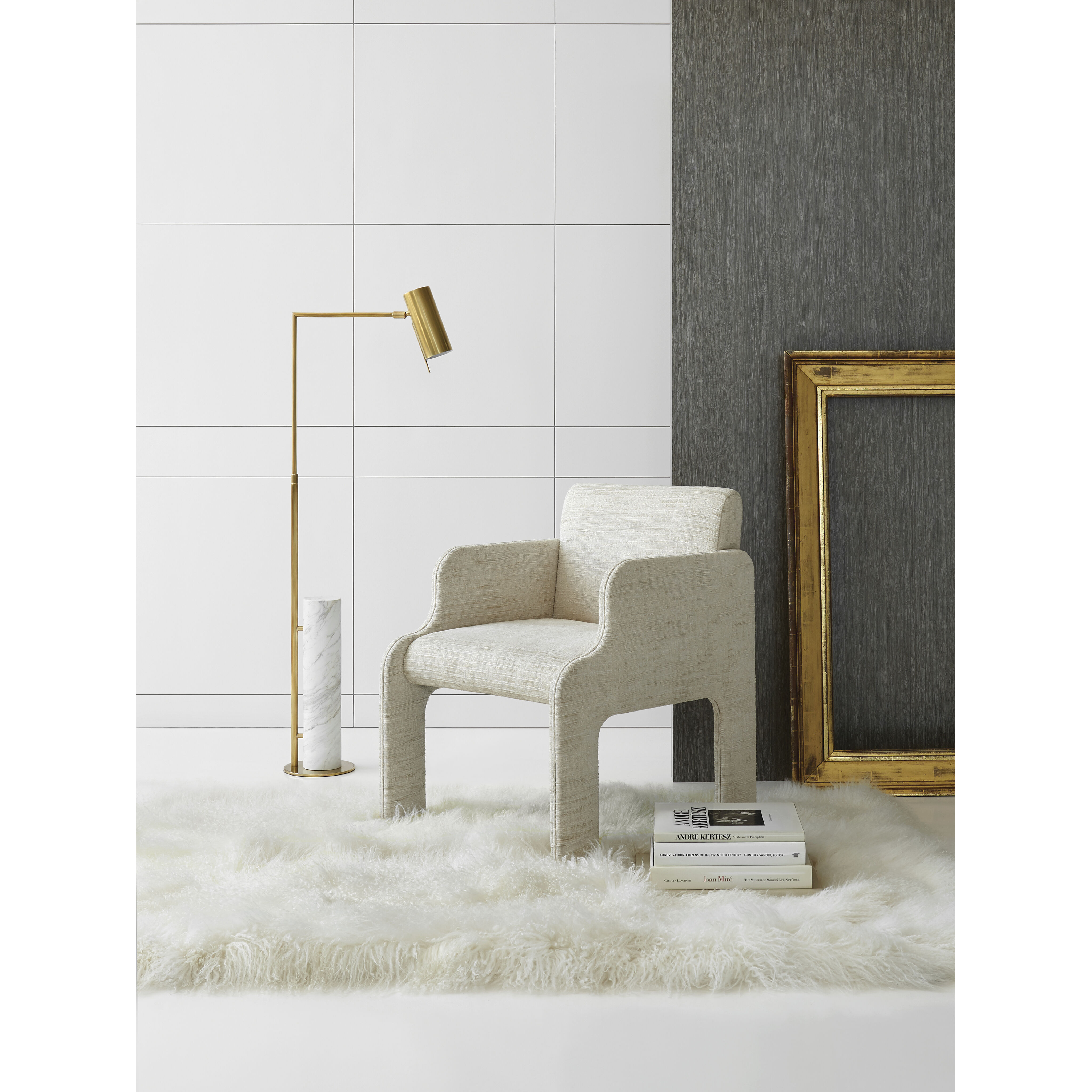 Kelly Wearstler Alma 41.5 inch 4.50 watt Antique-Burnished Brass and White Marble Floor Lamp Portable Light