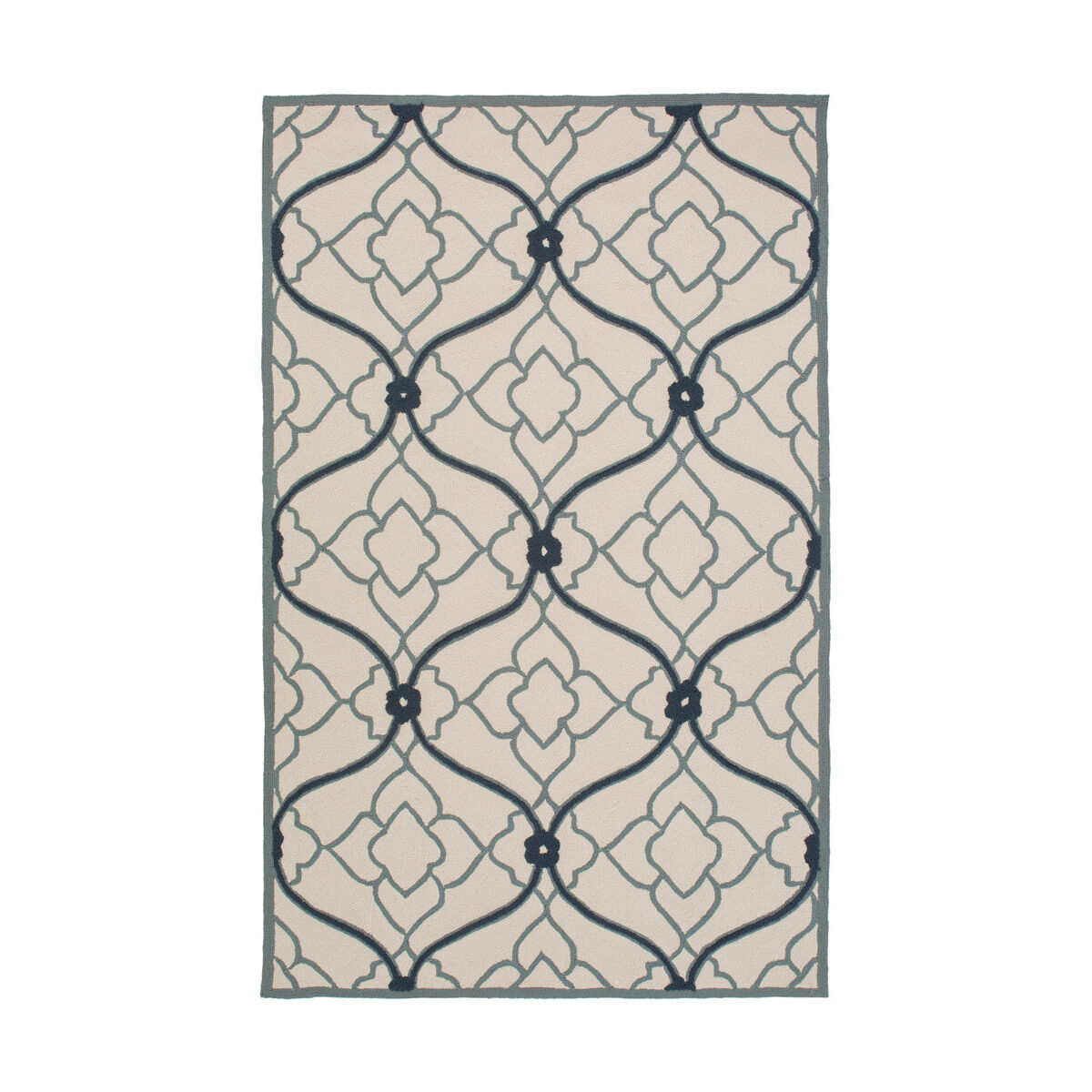 Courtyard 90 X 60 inch Blue and Blue Outdoor Area Rug, Polypropylene
