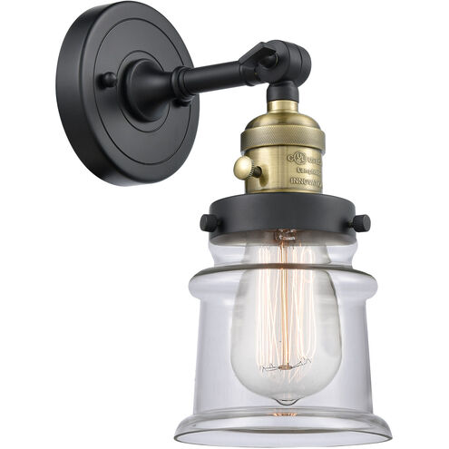 Franklin Restoration Small Canton LED 7 inch Black Antique Brass Sconce Wall Light, Franklin Restoration