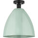 Edison Plymouth Dome 1 Light 12 inch Matte Black Semi-Flush Mount Ceiling Light in Seafoam
