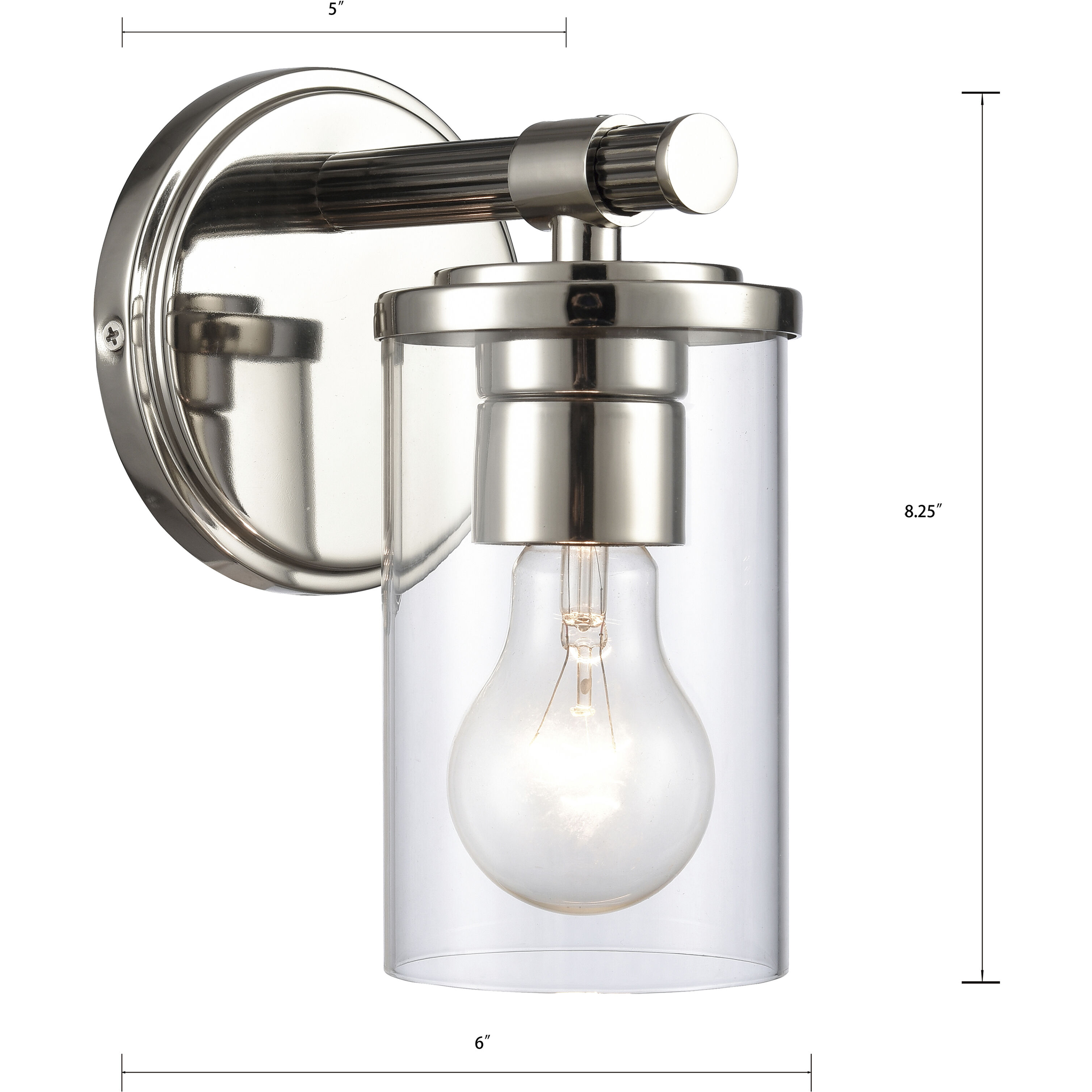 Burrow Vanity Light Wall Light in Polished Nickel with Antique Nickel