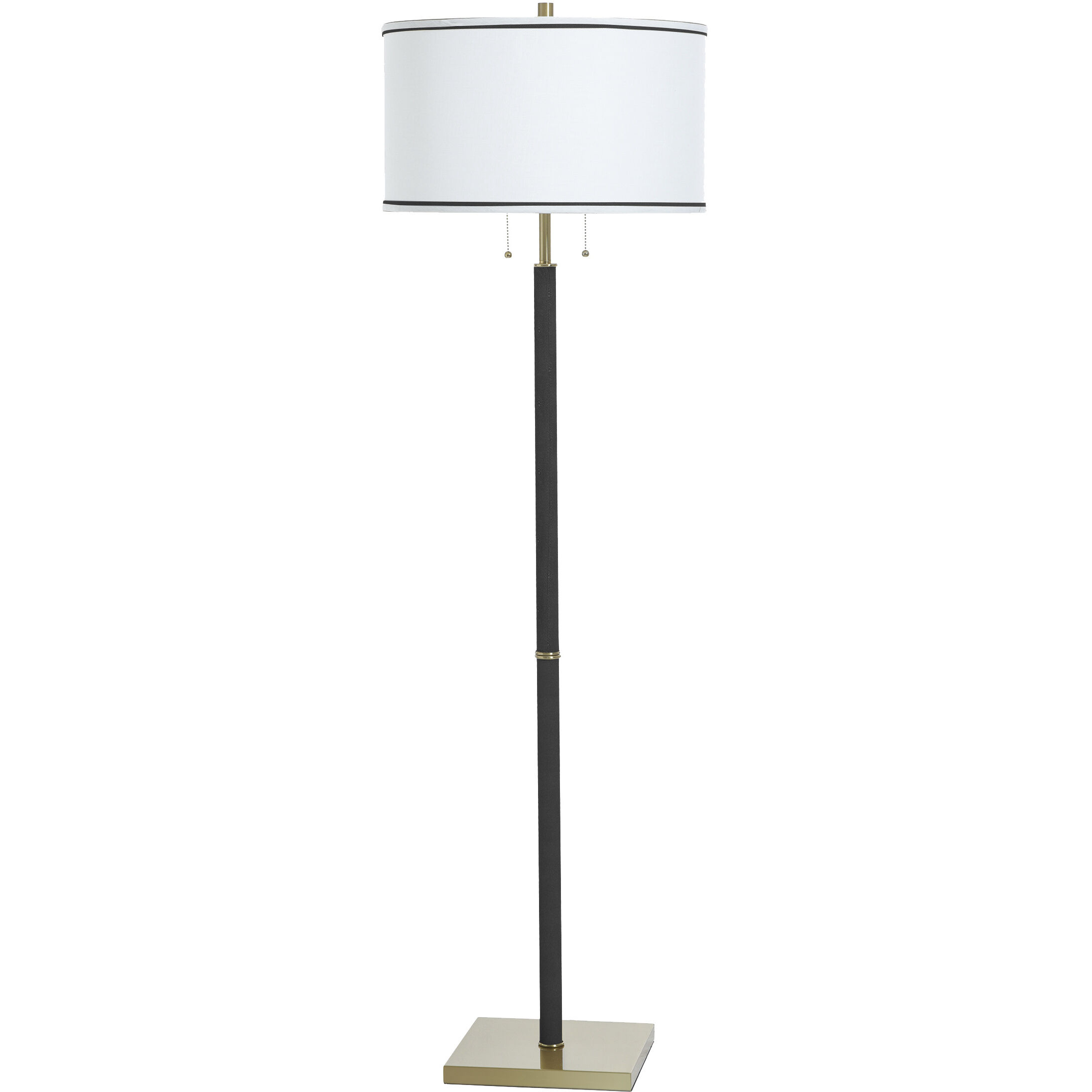 Dann Foley - Shagreen 63 inch 60.00 watt Black Shagreen and Brushed Brass with White and Black Floor Lamp Portable Light
