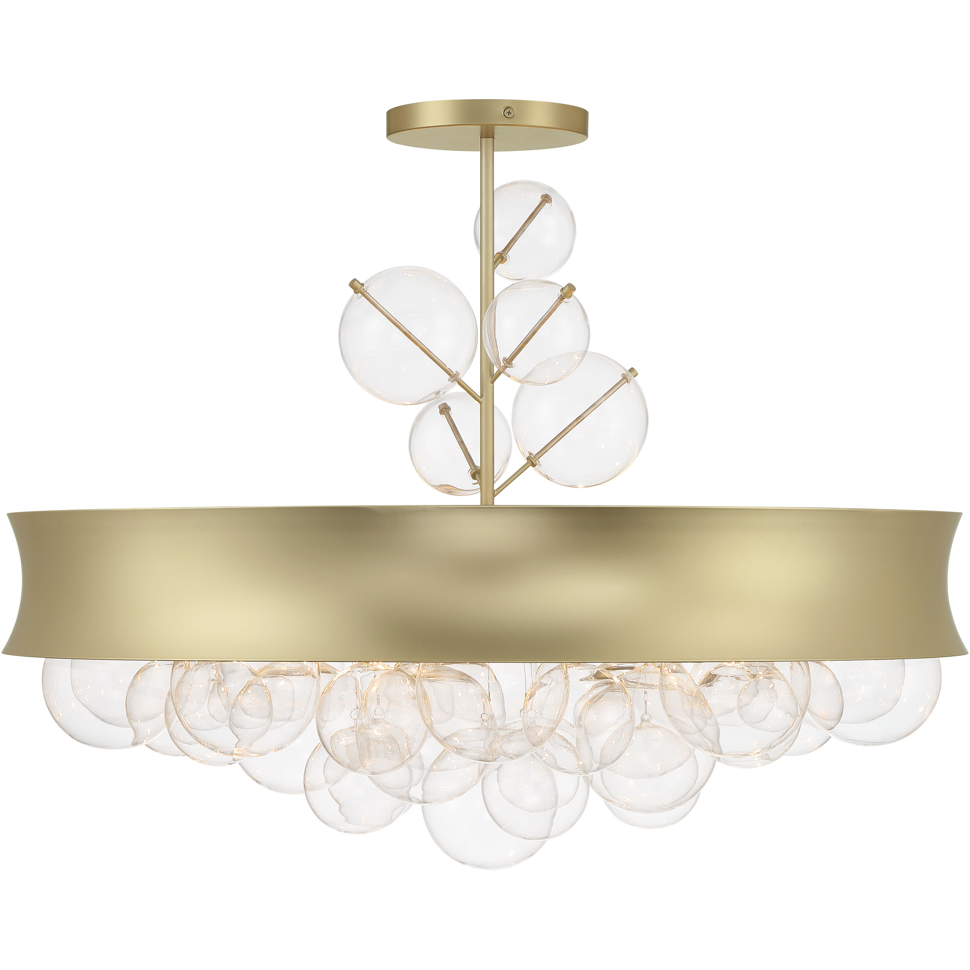Verdi Square 8 Light 32 inch Soft Gold With Gold Leaf Convertible Pendant Ceiling Light