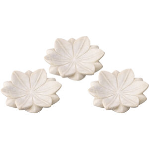 Lotus 6 X 6 inch White Marble Plates, Set of 3
