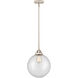 Nouveau 2 Beacon 1 Light 10 inch Polished Nickel Mini Pendant Ceiling Light in Clear Glass